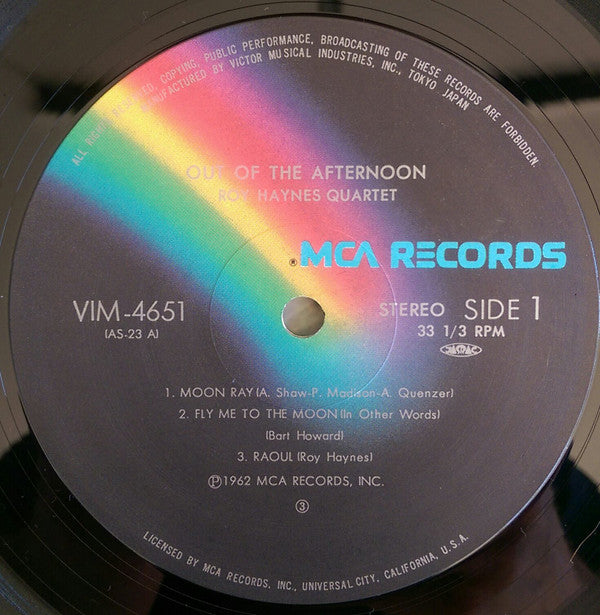Roy Haynes Quartet - Out Of The Afternoon (Vinyl, LP, Album, Reissue, Stereo) Very Good Plus (VG+) / Very Good (VG)