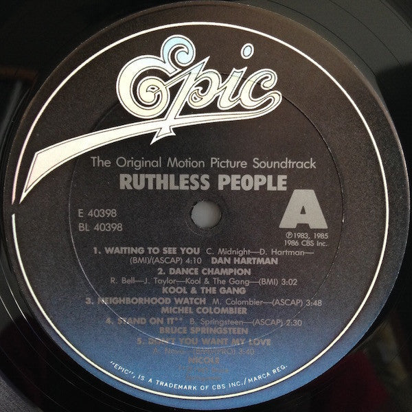 Various - Ruthless People (The Original Motion Picture Soundtrack) (Vinyl, LP, Compilation, Stereo) Very Good Plus (VG+) / Very Good (VG)