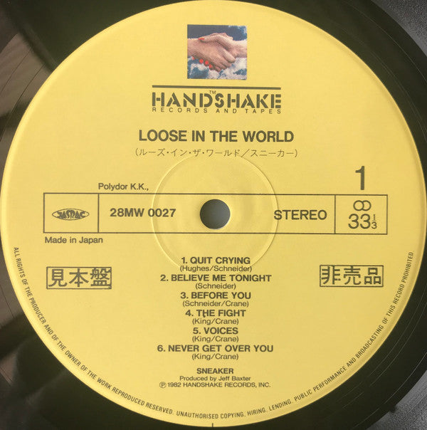 Sneaker - Loose In The World (Vinyl, LP, Album, Promo) Very Good Plus (VG+) / Good Plus (G+)