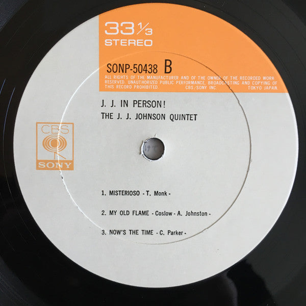 The J.J. Johnson Quintet - J. J. In Person! (Vinyl, LP, Album, Reissue, Stereo) Very Good Plus (VG+) / Very Good Plus (VG+)