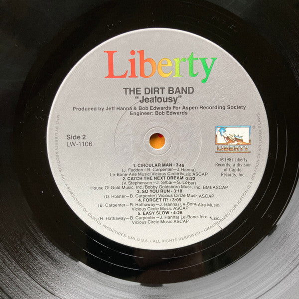 The Dirt Band - Jealousy (Vinyl, LP, Album) Very Good Plus (VG+) / Very Good Plus (VG+)