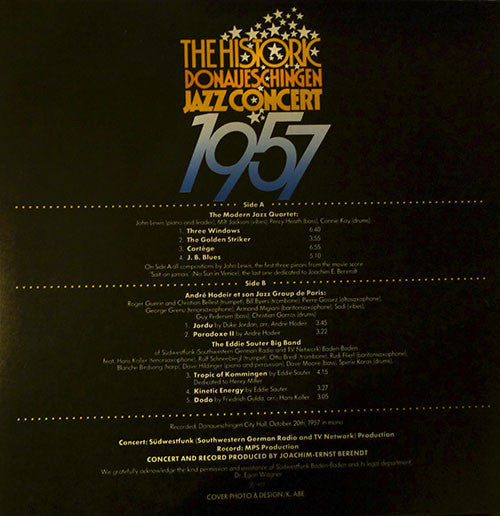 The Modern Jazz Quartet - The Historic Donaueschingen Jazz Concert 1957 (Vinyl, LP, Album) Very Good Plus (VG+) / Very Good Plus (VG+)
