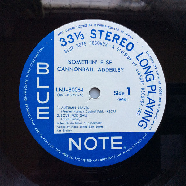 Cannonball Adderley - Somethin' Else (Vinyl, LP, Album, Stereo, Rei...