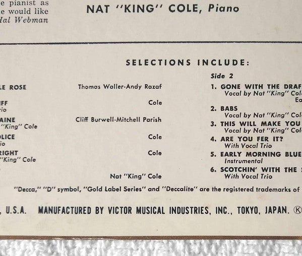 The Nat King Cole Trio - In The Beginning (Vinyl, LP, Compilation, Mono) Very Good Plus (VG+) / Very Good (VG)