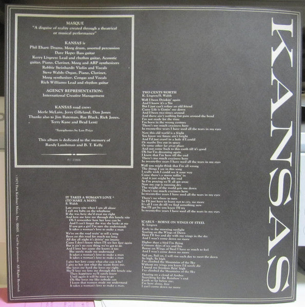 Kansas (2) - Masque (Vinyl, LP, Album) Very Good Plus (VG+) / Very Good Plus (VG+)