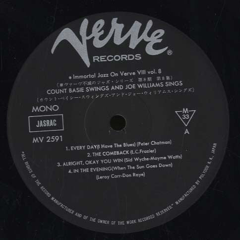 Count Basie - Count Basie Swings--Joe Williams Sings (Vinyl, LP, Album, Reissue, Mono) Very Good Plus (VG+) / Very Good (VG)
