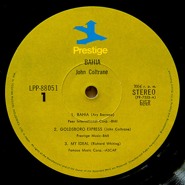John Coltrane - Bahia (Vinyl, LP, Album, Stereo, Reissue) Very Good (VG) / Poor (P)