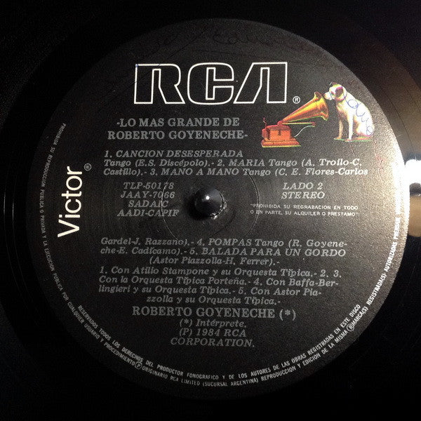 Roberto Goyeneche - Lo Más Grande De Roberto Goyeneche (Vinyl, LP, Compilation, Stereo) Very Good Plus (VG+) / Good Plus (G+)