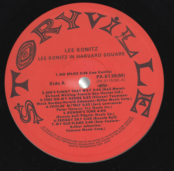 Lee Konitz - In Harvard Square (Vinyl, LP, Album, Reissue) Very Good Plus (VG+) / Very Good Plus (VG+)
