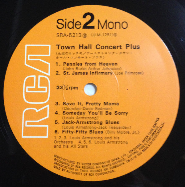 Louis Armstrong And His Orchestra - Town Hall Concert Plus (Vinyl, LP, Compilation, Mono) Good Plus (G+) / Very Good (VG)