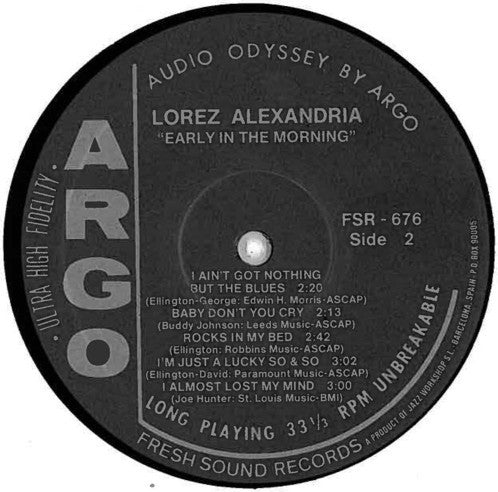 Lorez Alexandria - Early In The Morning (Vinyl, LP, Album, Reissue) Very Good (VG) / Very Good (VG)