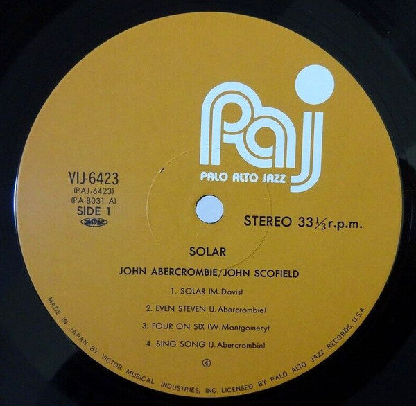 John Scofield - Solar (Vinyl, LP, Album) Very Good Plus (VG+) / Very Good (VG)