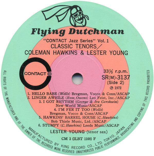 Coleman Hawkins - Classic Tenors (Vinyl, LP, Compilation, Reissue, Mono) Very Good Plus (VG+) / Very Good Plus (VG+)