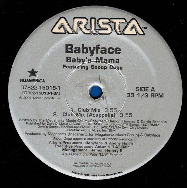 Babyface - Baby's Mama (Vinyl, 12", 33 ⅓ RPM) Very Good (VG) / Good Plus (G+)