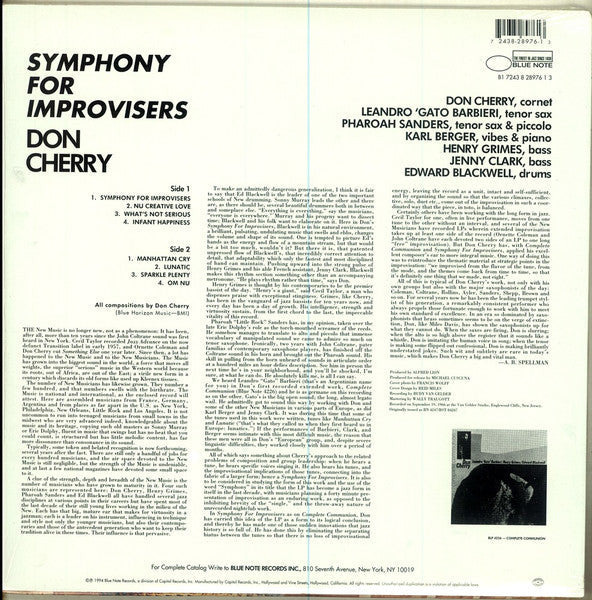 Don Cherry - Symphony For Improvisers (Vinyl, LP, Album, Limited Edition, Reissue) Near Mint (NM or M-) / Very Good Plus (VG+)