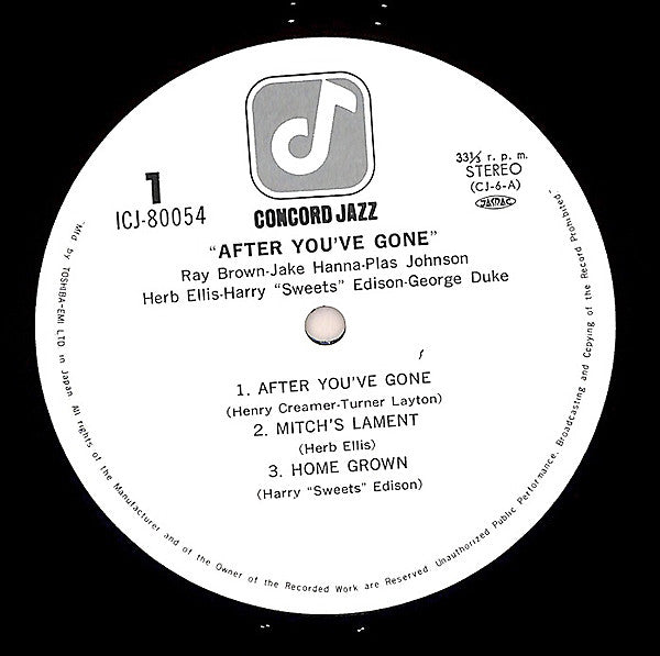 Herb Ellis - After You've Gone (Vinyl, LP, Album) Very Good Plus (VG+) / Good Plus (G+)