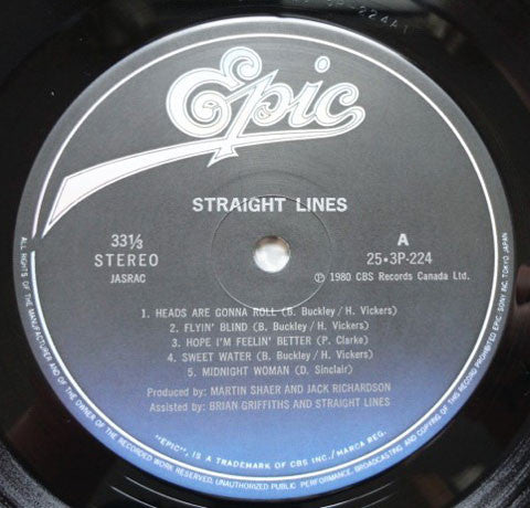 Straight Lines - Straight Lines (Vinyl, LP, Album, Stereo) Very Good Plus (VG+) / Very Good Plus (VG+)