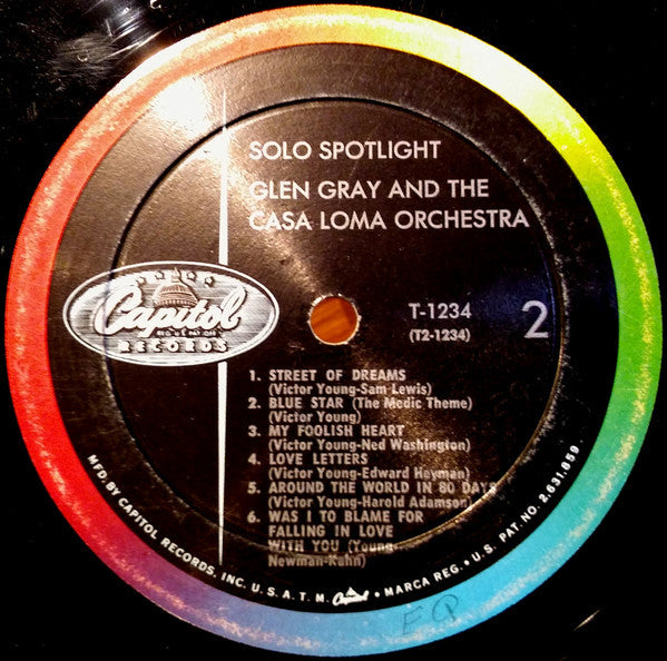 Glen Gray & The Casa Loma Orchestra - Solo Spotlight (Vinyl, LP, Album, Mono) Good Plus (G+) / Poor (P)