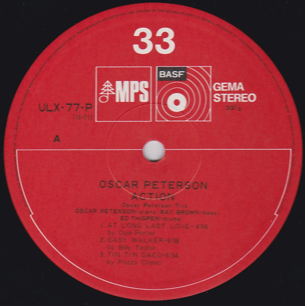 The Oscar Peterson Trio - Action (Vinyl, LP, Album, Reissue) Very Good Plus (VG+) / Very Good Plus (VG+)
