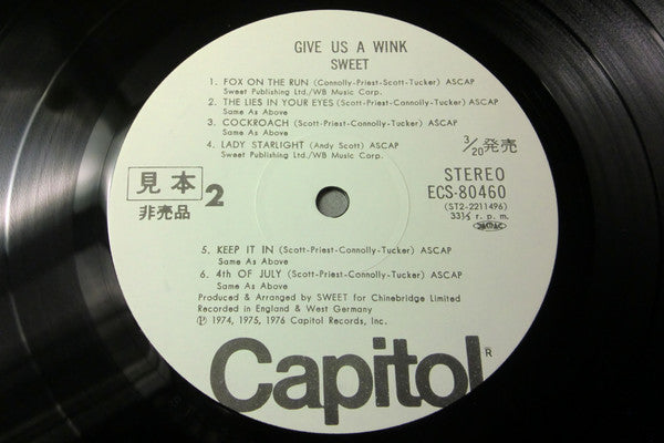 The Sweet - Give Us A Wink (Vinyl, LP, Album, Promo) Very Good (VG) / Very Good Plus (VG+)