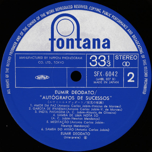 Eumir Deodato - Autógrafos De Sucessos (Vinyl, LP, Album, Reissue, Stereo) Very Good Plus (VG+) / Very Good Plus (VG+)