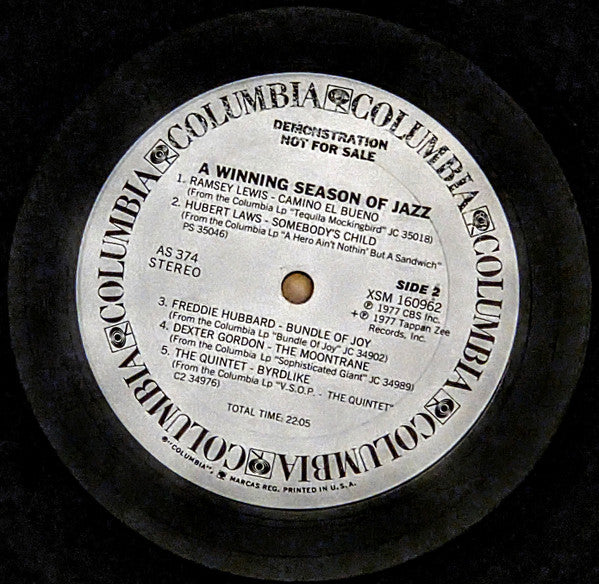 Various - A Winning Season Of Jazz (Vinyl, LP, Album, Compilation, Promo) Very Good (VG) / Good (G)