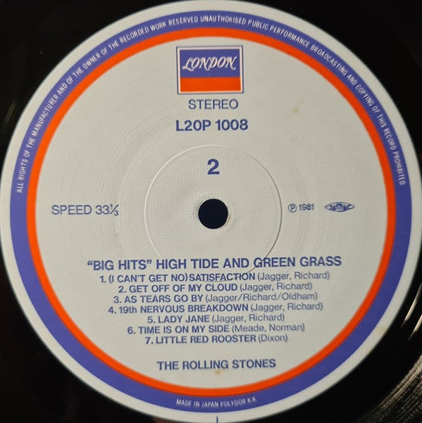 The Rolling Stones - Big Hits (High Tide And Green Grass) (Vinyl, LP, Compilation, Stereo) Very Good (VG) / Very Good Plus (VG+)