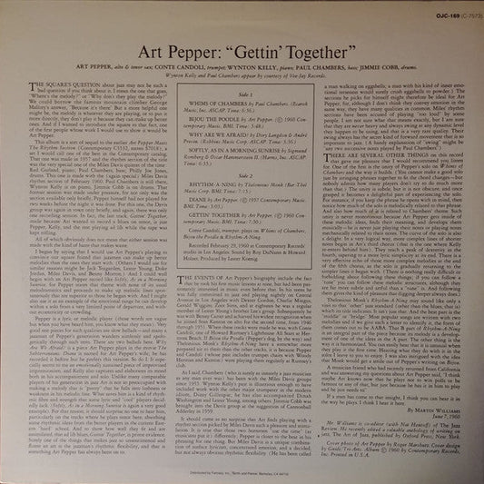 Art Pepper - Gettin' Together! (Vinyl, LP, Album, Reissue, Stereo) Very Good Plus (VG+) / Very Good (VG)