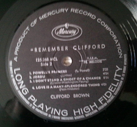 Clifford Brown - Remember Clifford (Vinyl, LP, Compilation, Mono) Very Good (VG) / Good Plus (G+)