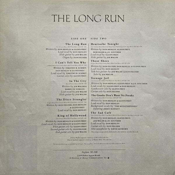 Eagles - The Long Run = ロング・ラン (Vinyl, LP, Album, Stereo) Very Good Plus (VG+) / Good Plus (G+)