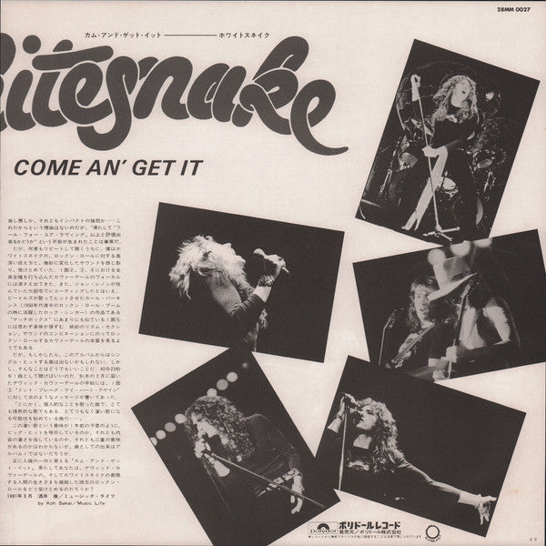 Whitesnake - Come An' Get It (Vinyl, LP, Album) Very Good (VG) / Very Good (VG)