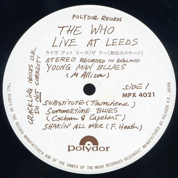 The Who - Live At Leeds (Vinyl, LP, Album, Reissue)
