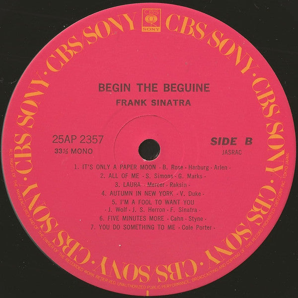 Frank Sinatra - Begin The Beguine (Vinyl, LP, Compilation, Mono) Very Good Plus (VG+) / Very Good Plus (VG+)