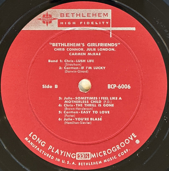 Chris Connor - Bethlehem's Girl Friends (Vinyl, LP, Compilation, Repress) Very Good Plus (VG+) / Good (G)