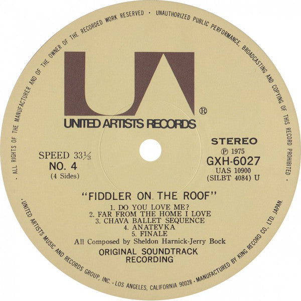 John Williams (4) - Fiddler On The Roof (Original Motion Picture Soundtrack Recording) (2xVinyl, LP, Album) Good Plus (G+) / Very Good Plus (VG+)