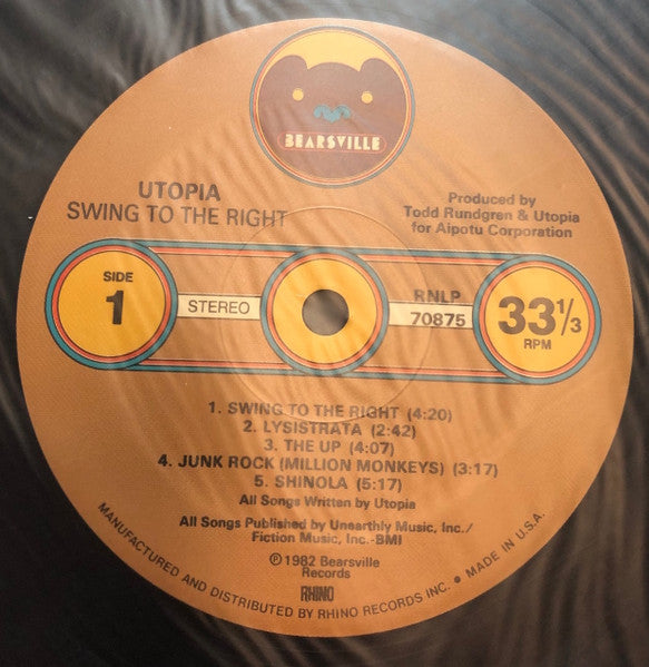Utopia (5) - Swing To The Right (Vinyl, LP, Album, Reissue, Remastered) Very Good Plus (VG+) / Very Good Plus (VG+)