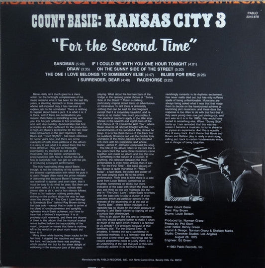 Count Basie - For The Second Time (Vinyl, LP, Album, Stereo) Very Good (VG) / Very Good (VG)