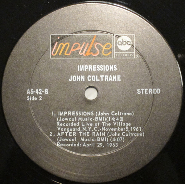 John Coltrane - Impressions (Vinyl, LP, Album, Reissue, Stereo) Very Good (VG) / Very Good (VG)
