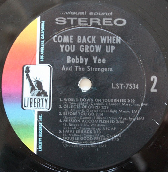 Bobby Vee - Come Back When You Grow Up (Vinyl, LP, Album, Stereo) Very Good (VG) / Very Good (VG)