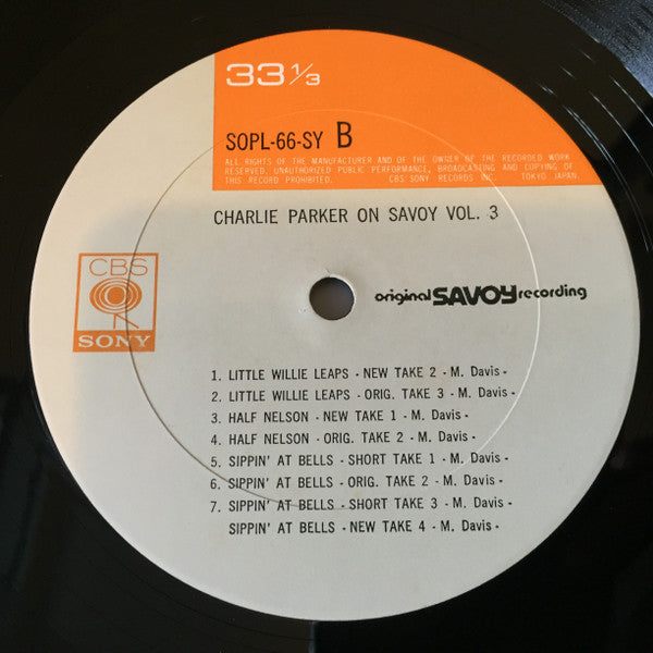 Charlie Parker - Charlie Parker On Savoy Vol. 3 (Vinyl, LP, Compilation, Mono) Very Good (VG) / Very Good (VG)