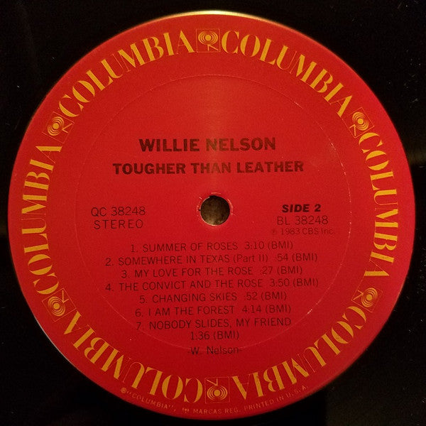 Willie Nelson - Tougher Than Leather (Vinyl, LP, Album) Very Good Plus (VG+) / Very Good Plus (VG+)