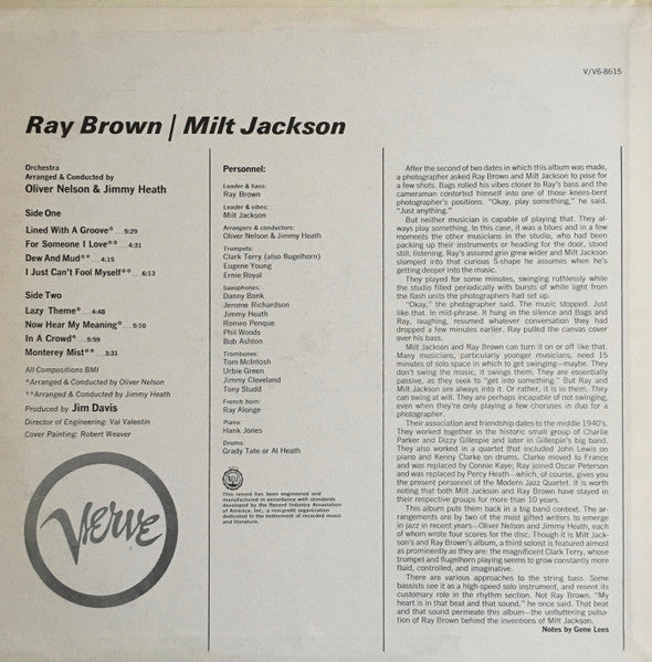 Ray Brown - Ray Brown / Milt Jackson (Vinyl, LP, Album, Stereo) Very Good (VG) / Good Plus (G+)