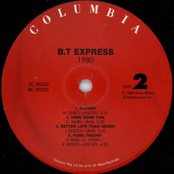 BT Express - 1980 (Vinyl, LP, Album, Reissue) Good Plus (G+) / Very Good (VG)