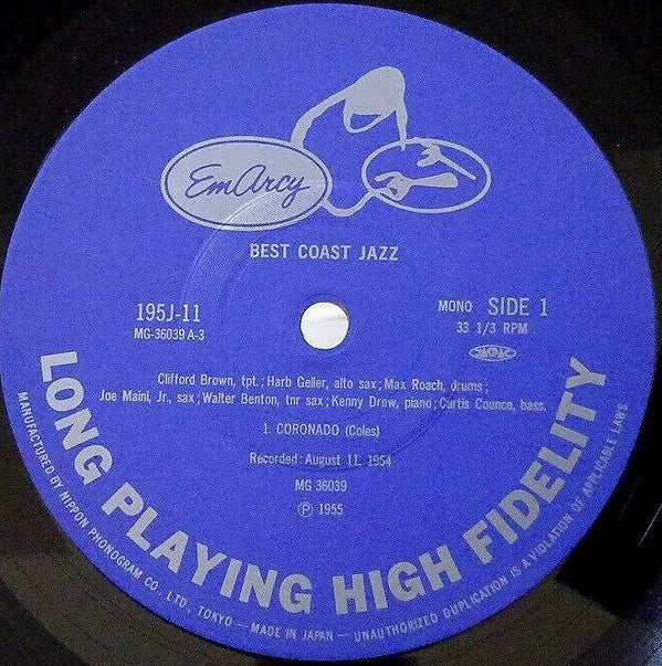 Max Roach - Best Coast Jazz (Vinyl, LP, Album, Reissue, Mono) Very Good (VG) / Very Good (VG)