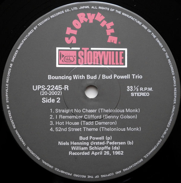 The Bud Powell Trio - Bouncing With Bud (Vinyl, LP, Album, Reissue, Stereo) Near Mint (NM or M-) / Near Mint (NM or M-)