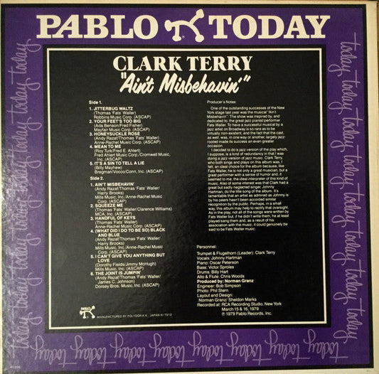 Clark Terry - Ain't Misbehavin' (Vinyl, LP, Album, Stereo) Near Mint (NM or M-) / Near Mint (NM or M-)