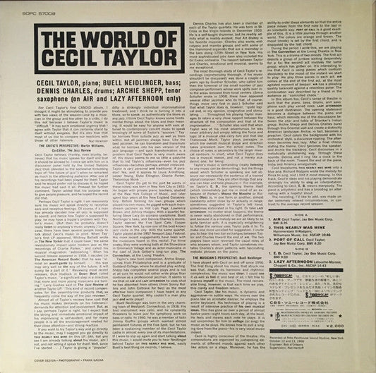 Cecil Taylor - The World Of Cecil Taylor (Vinyl, LP, Album, Reissue...