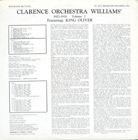 Clarence Williams And His Orchestra - 1927-1928 Vol. 2 (Vinyl, LP, Album, Compilation) Good Plus (G+) / Very Good (VG)