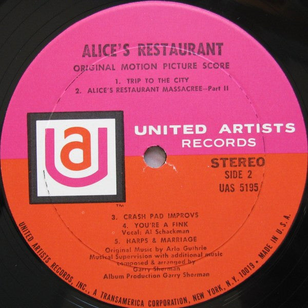 Arlo Guthrie - Alice's Restaurant (Original Motion Picture Score) (Vinyl, LP, Album) Good Plus (G+) / Good (G)