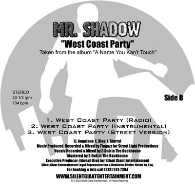 Mr. Shadow - Who Wanna Roll (Vinyl, 33 ⅓ RPM, 12") Very Good (VG) / Very Good Plus (VG+)